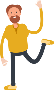 Old Beard Man Character Rising Hand Illustration png