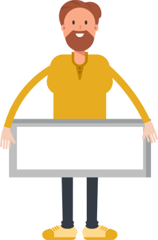Old Beard Man Character and Blank Signage png