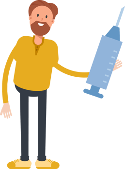 Old Beard Man Character Holding Medical Syringe Illustration png