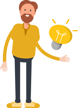 Old Beard Man Character and Light Bulb png