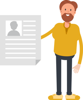 Old Beard Man Character Holding Job Application Document png