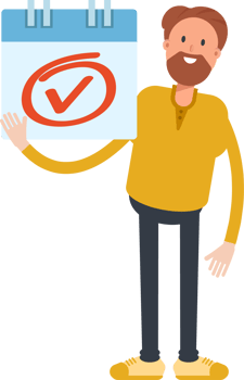 Old Beard Man Character and Check Mark Sign png
