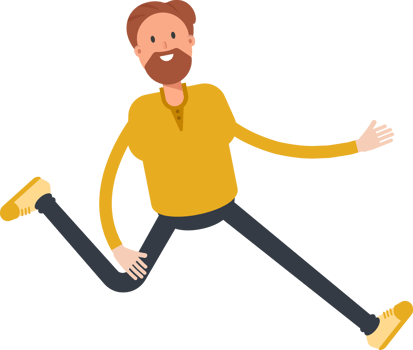 Old Beard Man Character Running Illustration png