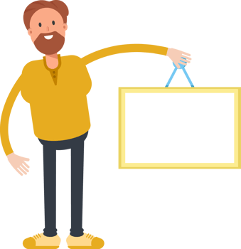 Old Beard Man Character Holding Blank Signage png