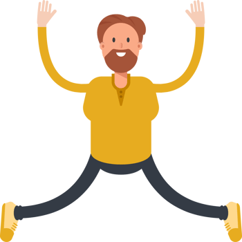 Old Beard Man Character Relaxing and Jumping Illustration png