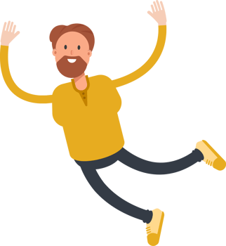 Old Beard Man Character Relaxing and Jumping png