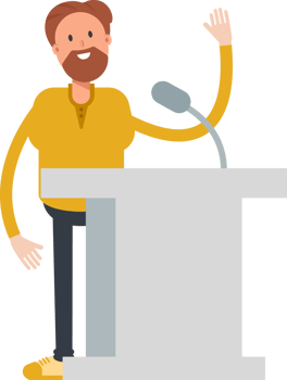 Old Beard Man Character Speaking on Podium png