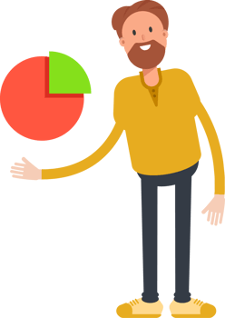 Old Beard Man Character Holding Pie Chart png