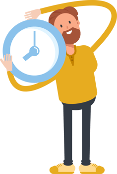 Old Beard Man Character Holding Blue Clock png