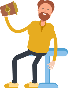 Old Beard Man Character Drinking Hot Coffee png