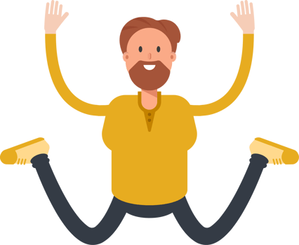 Old Beard Man Character Jumping png
