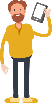 Old Beard Man Character Talking on Smartphone png