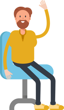 Old Beard Man Character Sitting on Chair png