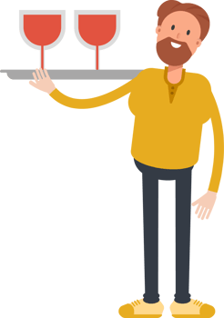 Old Beard Man Character Serving Wine Illustration png