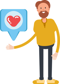 Old Beard Man Character and Heart Message png