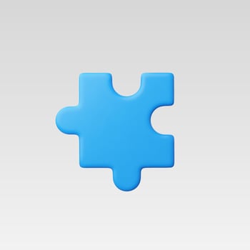A simple blue puzzle piece on a gradient background. vector