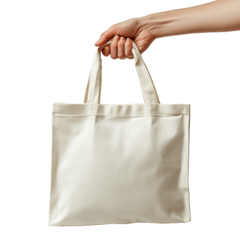 Hand Holding a Simple Cotton or Canvas Shopping Bag Isolated on Transparent Background png