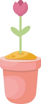 Small Pot with Pink Flower vector