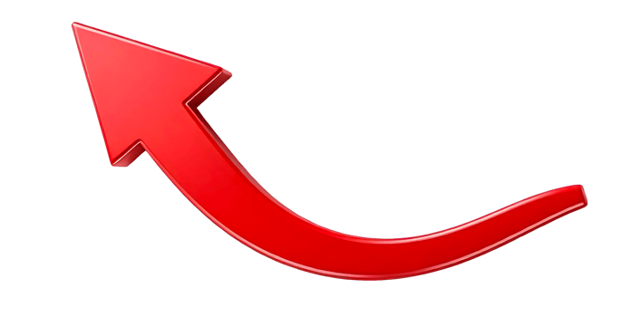 Realistic 3D red arrow sign on transparent background symbolizing direction movement and digital progress png