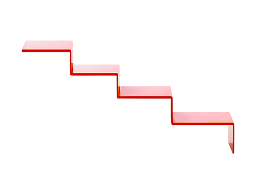 3D Visualizing A Declining Trend Red Stepped Staircase With A Translucent Glow Effect On Transparent Background png