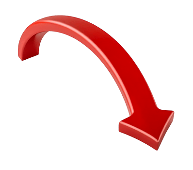 3D Red Long Parabolic Curvature Arrow Icon Style Design on Transparent Background for Digital Media and Web Assets png
