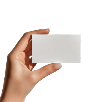 Close-Up of a Female Hand Holding a Blank White Business Card Isolated on Transparent Background for Branding and Identity Mockup png