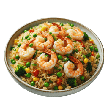 Shrimp Vegetable Fried Rice in Bowl png