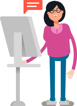 Geek Woman Character Working on Computer png