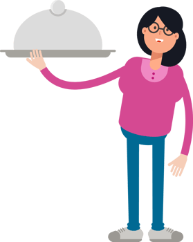 Geek Woman Character Holding Food Dish png