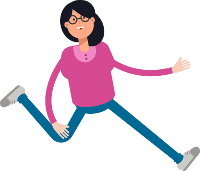 Geek Woman Character Running Illustration png