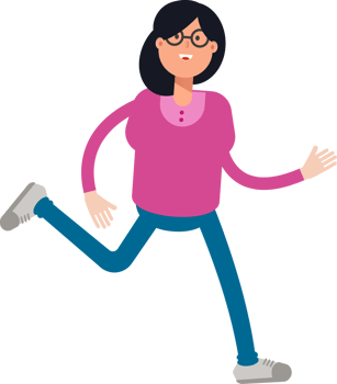 Geek Woman Character Running png