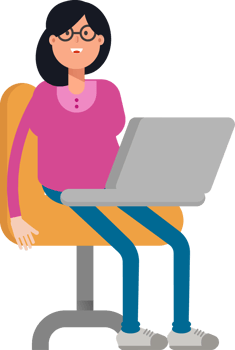 Geek Woman Character Working on Laptop png