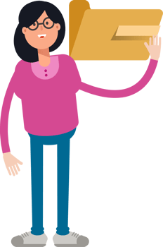 Geek Woman Character Holding Folder png