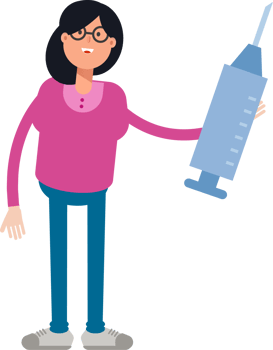 Geek Woman Character Holding Medical Syringe Illustration png