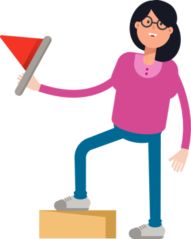 Geek Woman Character Holding Victory Flag png