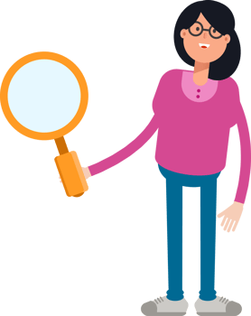 Geek Woman Character Holding Magnifier png