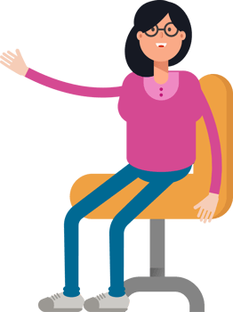 Geek Woman Character Sitting on Office Chair png
