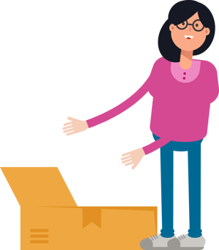 Geek Woman Character Opening Box png
