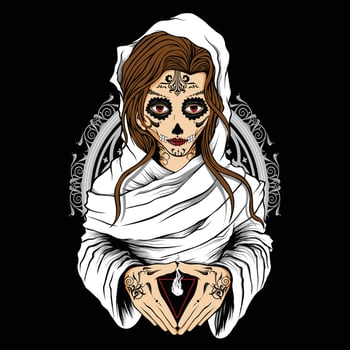 white sugar skull nun design vector