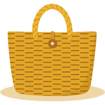 Wicker Tote Bag with Handle or Handcrafted Woven Tote Bag vector