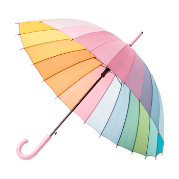 an umbrella with a rainbow colored stripe on it png