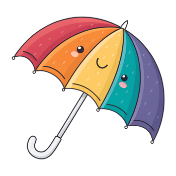 rainbow umbrella cartoon clipart. png