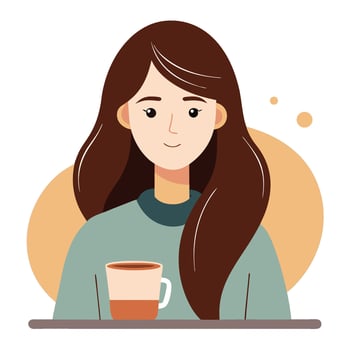 beautifull woman with morning coffee vector