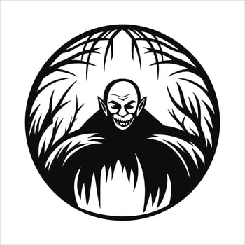 vampire emerging from shadows eerie smile vector