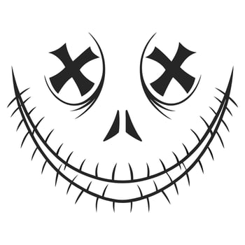 Spooky smiling jack face with cross eyes for halloween designs and decoration vector