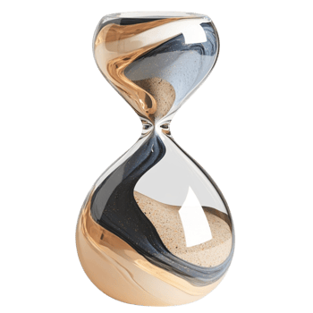 Elegant hourglass with golden sand flowing smoothly representing the passage of time and fleeting moments png