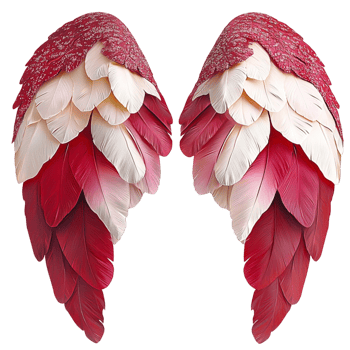 Pair of red and white wings on white background display png