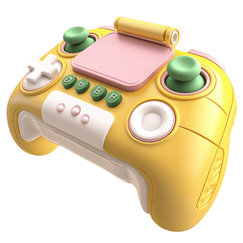 Yellow game controller on a white background display png