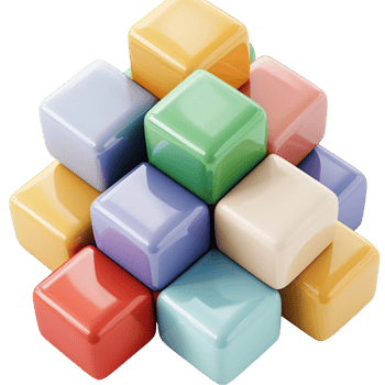 Stack of colorful geometric shapes on a white background display png