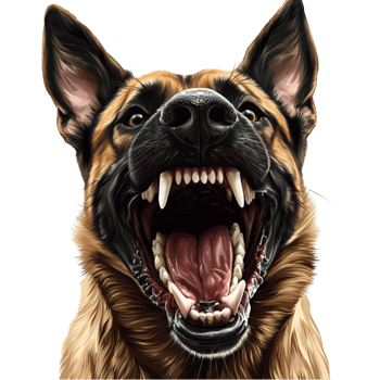 German Shepherd dog with its mouth open showing teeth png